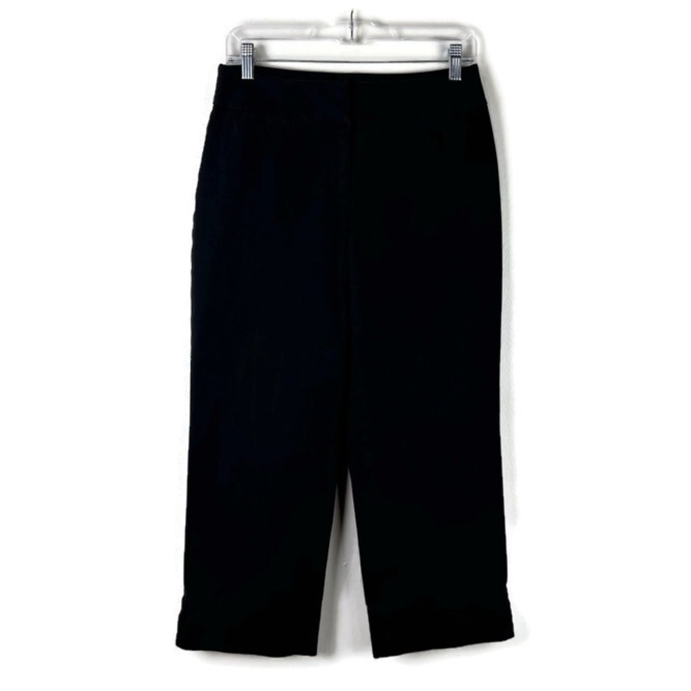 J. Jill Wide Leg Cropped Neutral Business Trouser Pants in Black